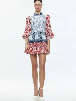 Women Alice and Olivia Paulie Tiered Blouson Sleeve Mini Dress