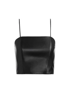Women Alice and Olivia Pearle Vegan Leather Spaghetti Strap Bustier