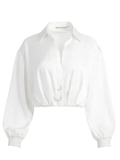 Women Alice and Olivia Pierre Pleated Back Button Down