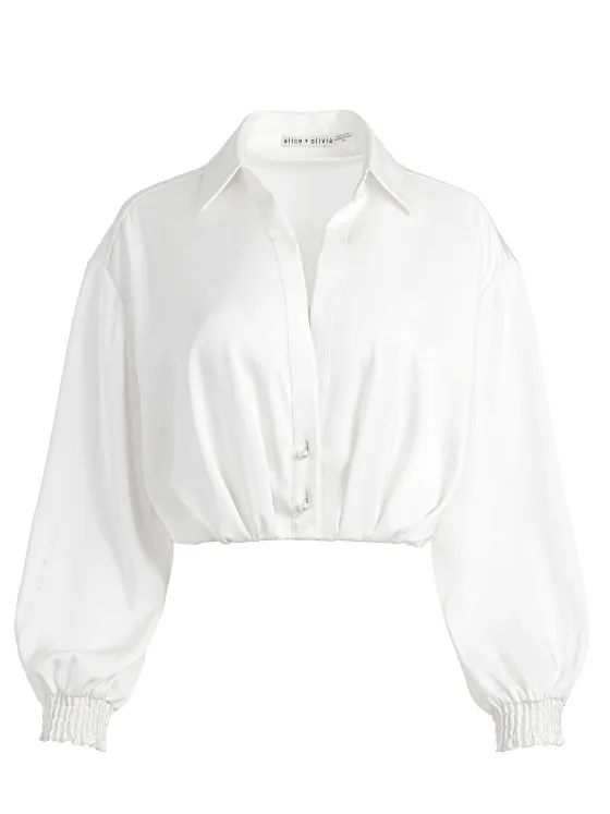 Women Alice and Olivia Pierre Pleated Back Button Down