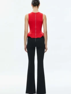 Women Alice and Olivia Poppy Crew Neck Peplum Top