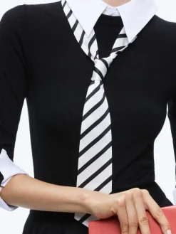 Women Alice and Olivia Porla Collared Tie Sweater