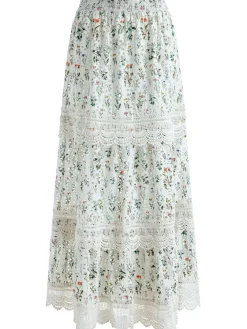 Women Alice and Olivia Reise Embroidered Tiered Maxi Skirt