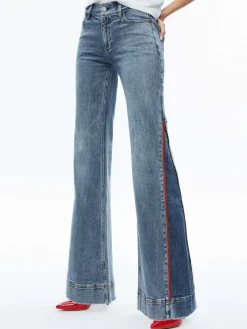 Women Alice and Olivia Rey Side Zipper Wide Leg Jean