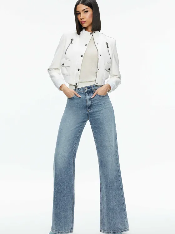 Women Alice and Olivia Ria Vegan Leather Moto Jacket