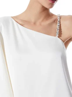 Women Alice and Olivia Riko One Shoulder Embellished Strap Top