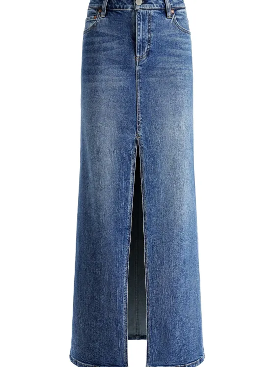 Women Alice and Olivia Rye Denim Maxi Skirt