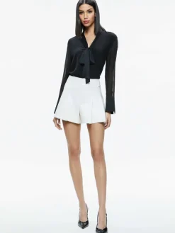 Women Alice and Olivia Scarlet High Rise Vegan Leather Flutter Shorts