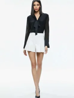 Women Alice and Olivia Scarlet High Rise Vegan Leather Flutter Shorts
