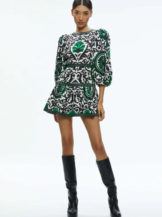 Women Alice and Olivia Shayla Pleated Sleeve Tiered Dress
