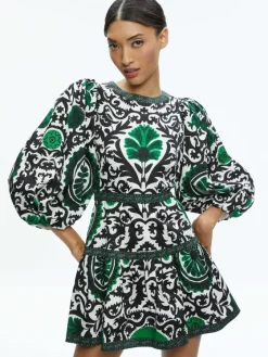 Women Alice and Olivia Shayla Pleated Sleeve Tiered Dress