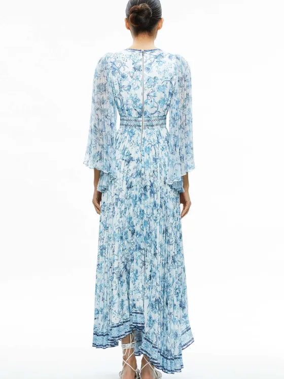 Women Alice and Olivia Sion Sunburst Pleated Maxi Dress