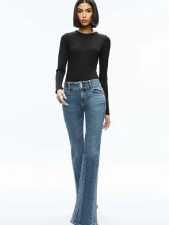 Women Alice and Olivia Stacey Godet Bell Flare Jean