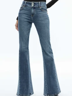Women Alice and Olivia Stacey Godet Bell Flare Jean