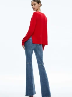 Women Alice and Olivia Stacey Mid Rise Bell Jean