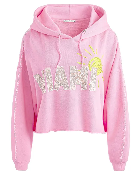 Women Alice and Olivia Sunny Boxy Cropped Hoodie