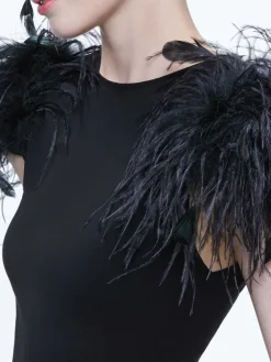 Women Alice and Olivia Tamica Feather Detail Top