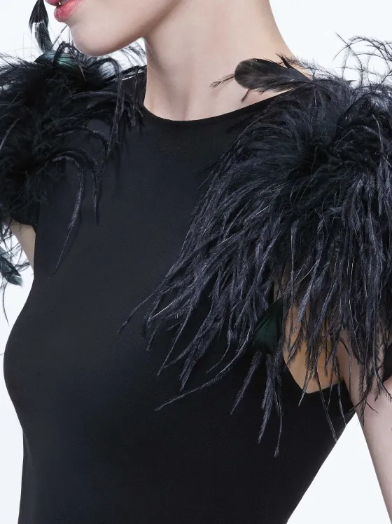 Women Alice and Olivia Tamica Feather Detail Top