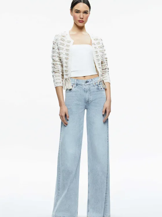 Women Alice and Olivia Tawna Ribbon Cardigan