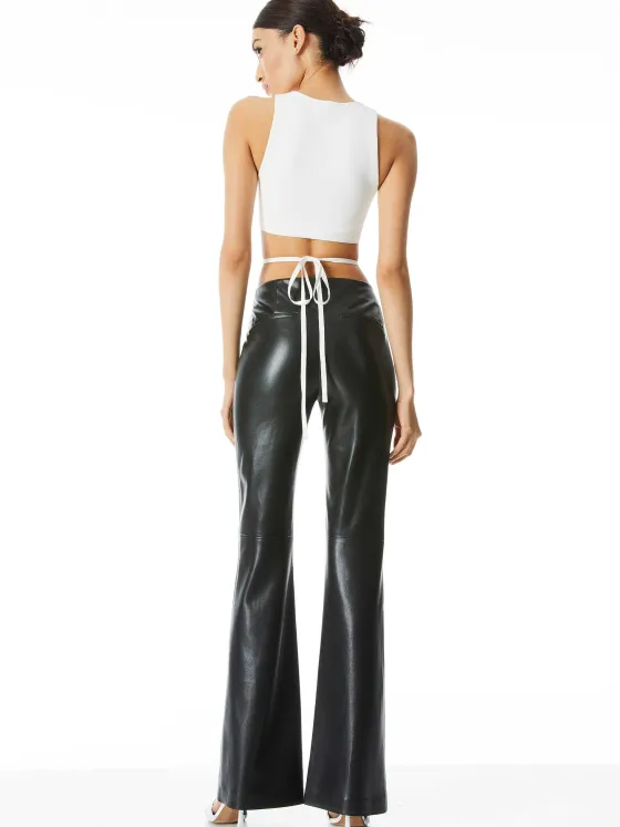 Women Alice and Olivia Teeny Vegan Leather Flare Pant