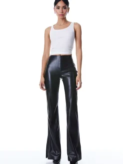 Women Alice and Olivia Teeny Vegan Leather Side Slit Pant