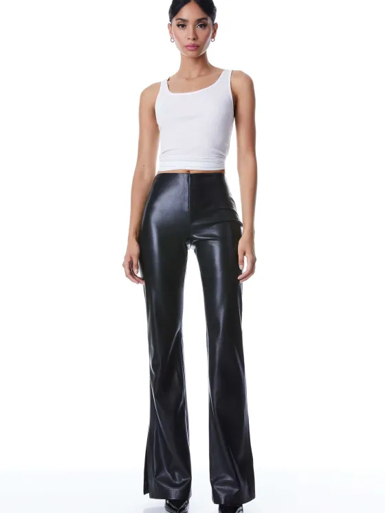 Women Alice and Olivia Teeny Vegan Leather Side Slit Pant