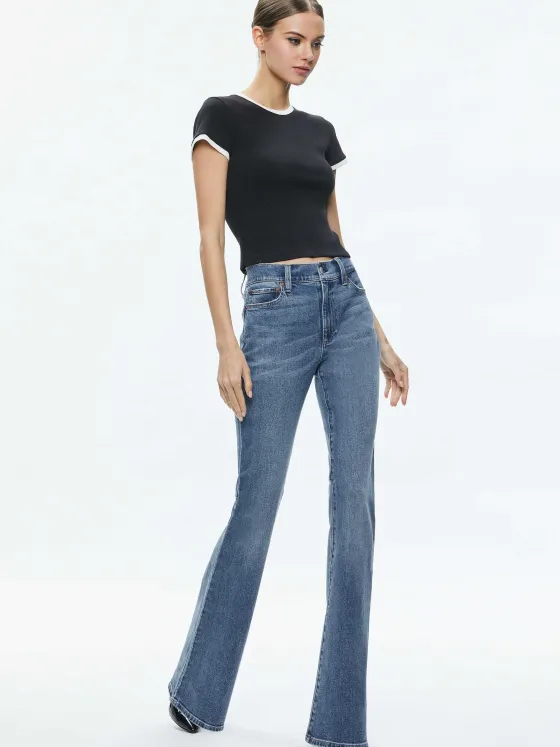 Women Alice and Olivia Tess Ribbed Baby Tee