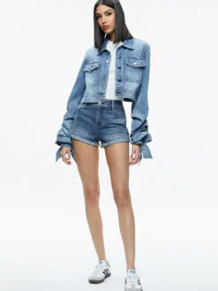 Women Alice and Olivia Tiff Denim Jacket With Bow Sleeve
