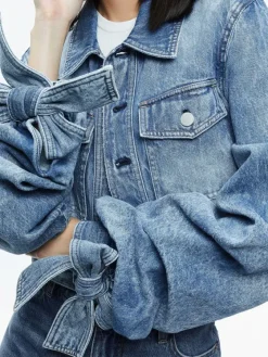 Women Alice and Olivia Tiff Denim Jacket With Bow Sleeve