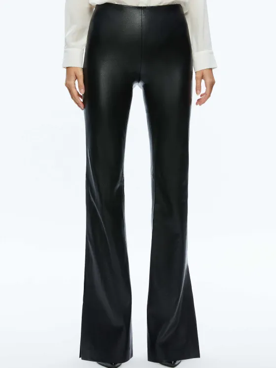 Women Alice and Olivia Tina Vegan Leather Split Hem Pant
