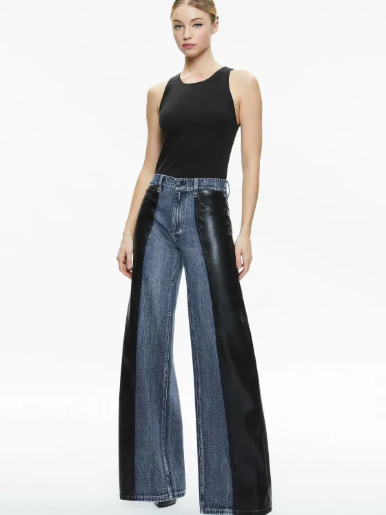 Women Alice and Olivia Trish Vegan Leather Baggy Jean