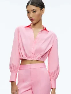 Women Alice and Olivia Trudy Cropped Button Down