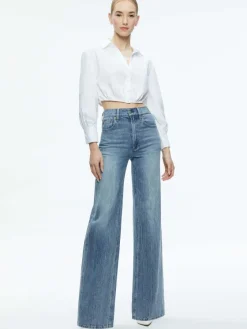 Women Alice and Olivia Trudy Cropped Button Down