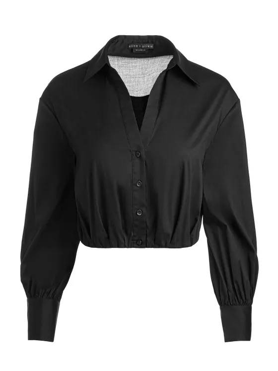 Women Alice and Olivia Trudy Cropped Button Down