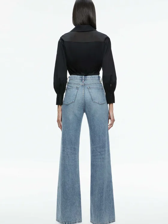Women Alice and Olivia Trudy Cropped Button Down