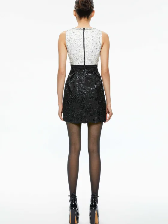 Women Alice and Olivia True Embellished Bodice Mini Dress