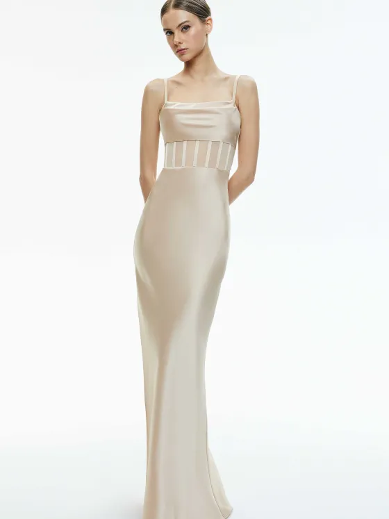 Women Alice and Olivia Valentina Draped Corset Maxi Dress