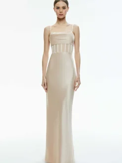 Women Alice and Olivia Valentina Draped Corset Maxi Dress