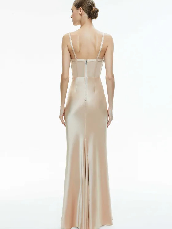 Women Alice and Olivia Valentina Draped Corset Maxi Dress
