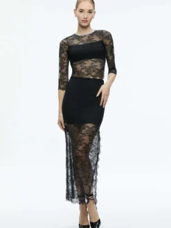 Women Alice and Olivia Vanita Embellished Neck Lace Crop Top