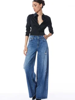 Women Alice and Olivia Willa Fitted Placket Top
