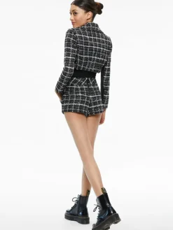 Women Alice and Olivia Yardley Cropped Fray Hem Jacket + Donald Tweed Short
