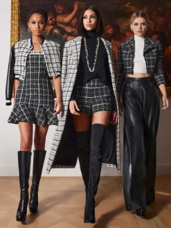 Women Alice and Olivia Yardley Cropped Fray Hem Jacket + Donald Tweed Short